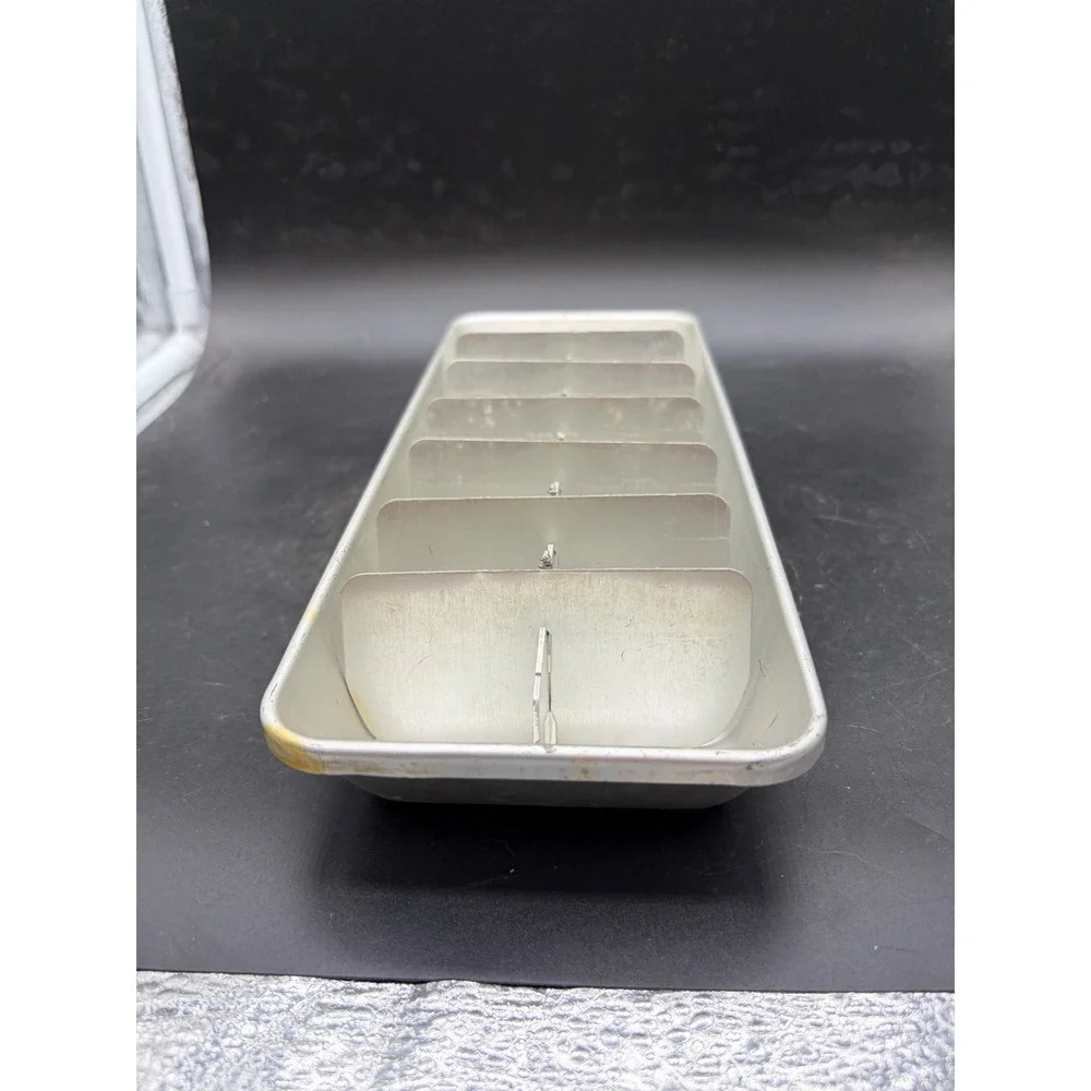 Vintage Aluminum Ice Cube Tray with Removable Metal Divider Insert Silver Tone